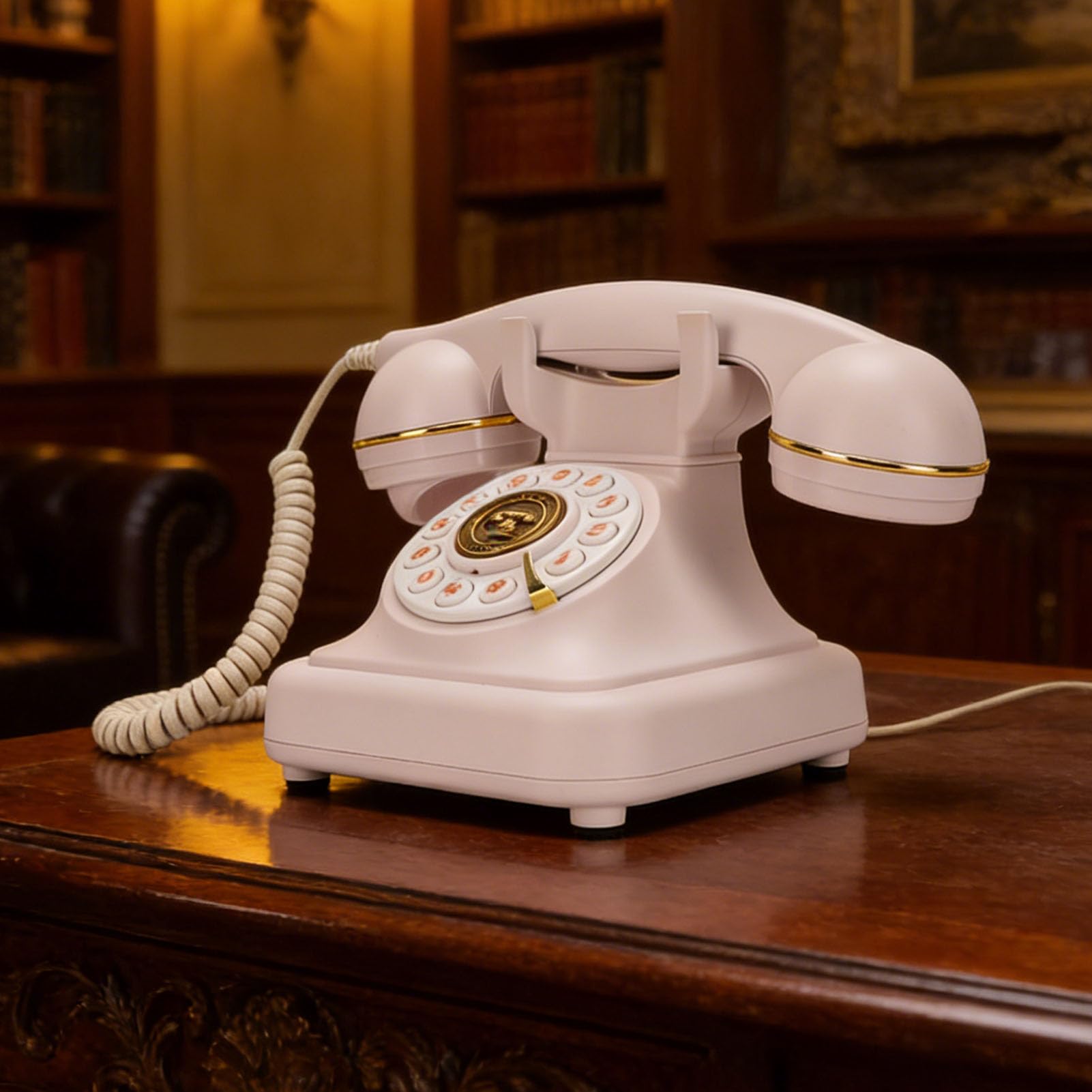 Telefono fisso Bluetooth in stile retrò, telefono wireless per smartphone con vivavoce, telefono da scrivania vintage bianco e lettore musicale, ricaricabile tramite USB