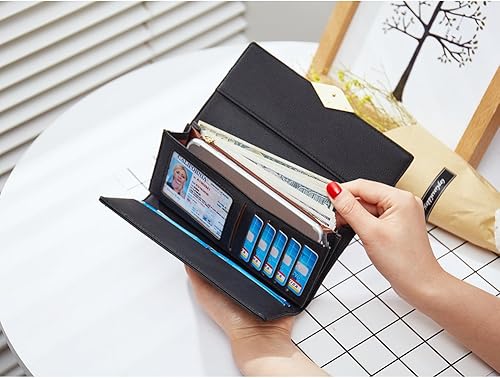 Miniatura 7 de Cartera de cuero suave para mujer con tres pliegues y organizador de tarjetas