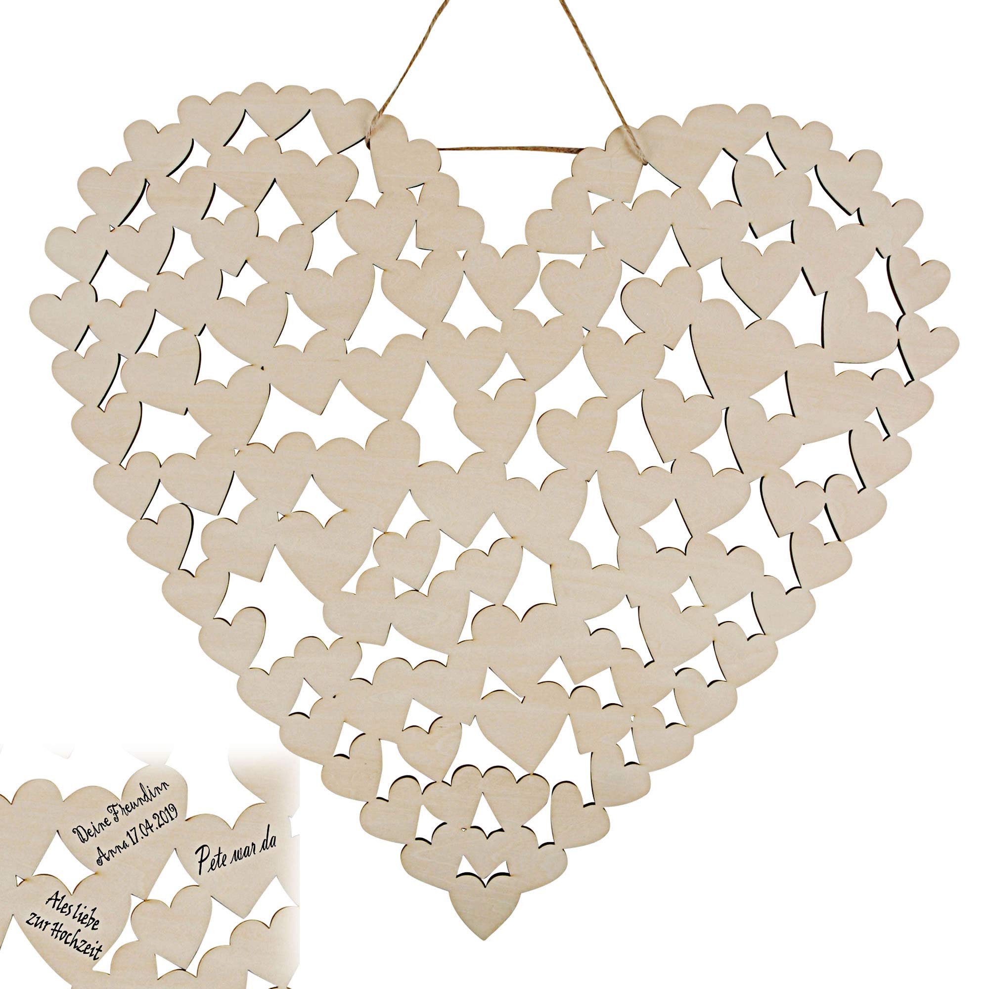 Libro Degli Ospiti Forma Cuore, In Legno, Per Matrimonio Libro Degli Ospiti Forma Cuore, In Legno, Per Matrimonio