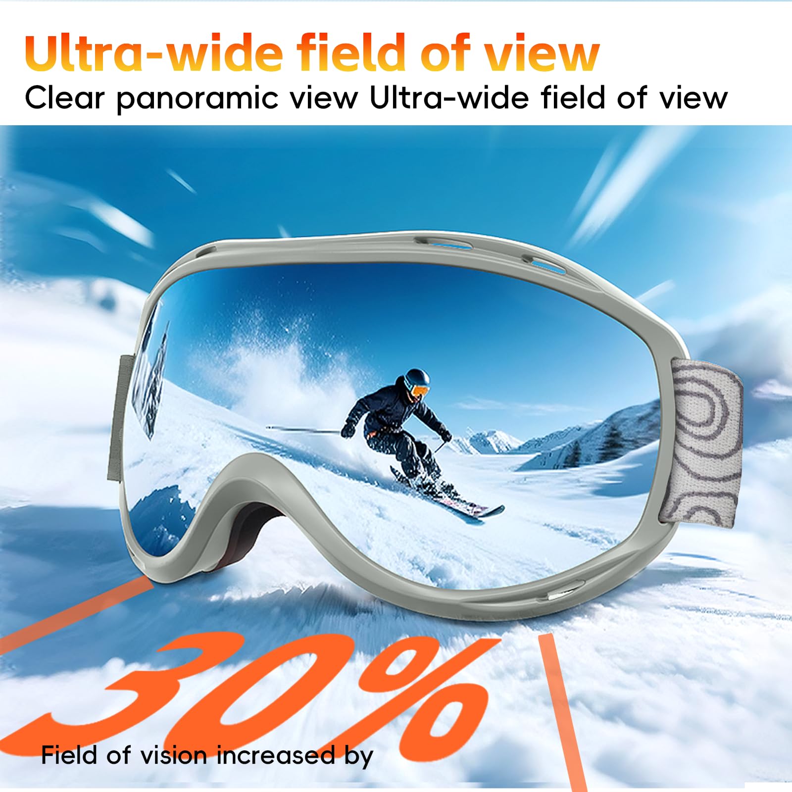 Gafas de esquí esféricas, lente de PC, marco de TPU, protección UV400, lente interior antivaho, gafas de snowboard y esquí