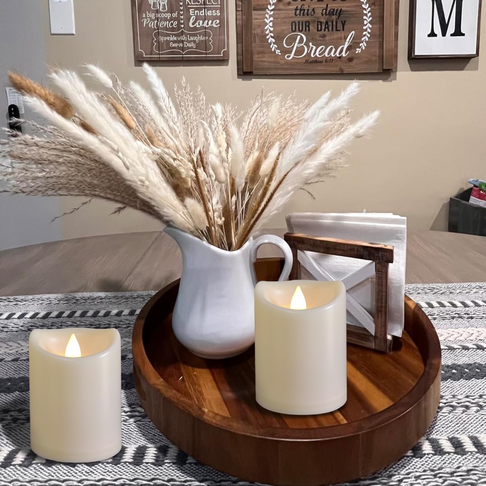 Paquete de 6 velas para exteriores que funcionan con pilas con temporizador (3 x 4 pulgadas), impermeables, sin llama, velas de plástico LED falsas para decoración de Halloween, Navidad, farol