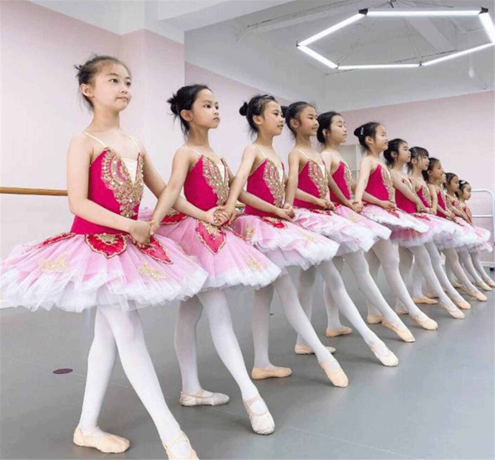 OTMYIGO Tutú de Ballet para niña Leotardos Swan Lake Bailarina Vestido de Baile Leotardo Competencia Fiesta Falda