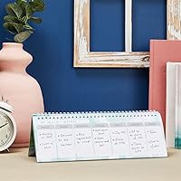 Vista 4 de Paper Junkie Undated Weekly Planner - 11.7 x 4.1 In, Green, Spiral Bound, 52 Undated Sheets - Calendar & To Do List Notepad - Desk Planner for