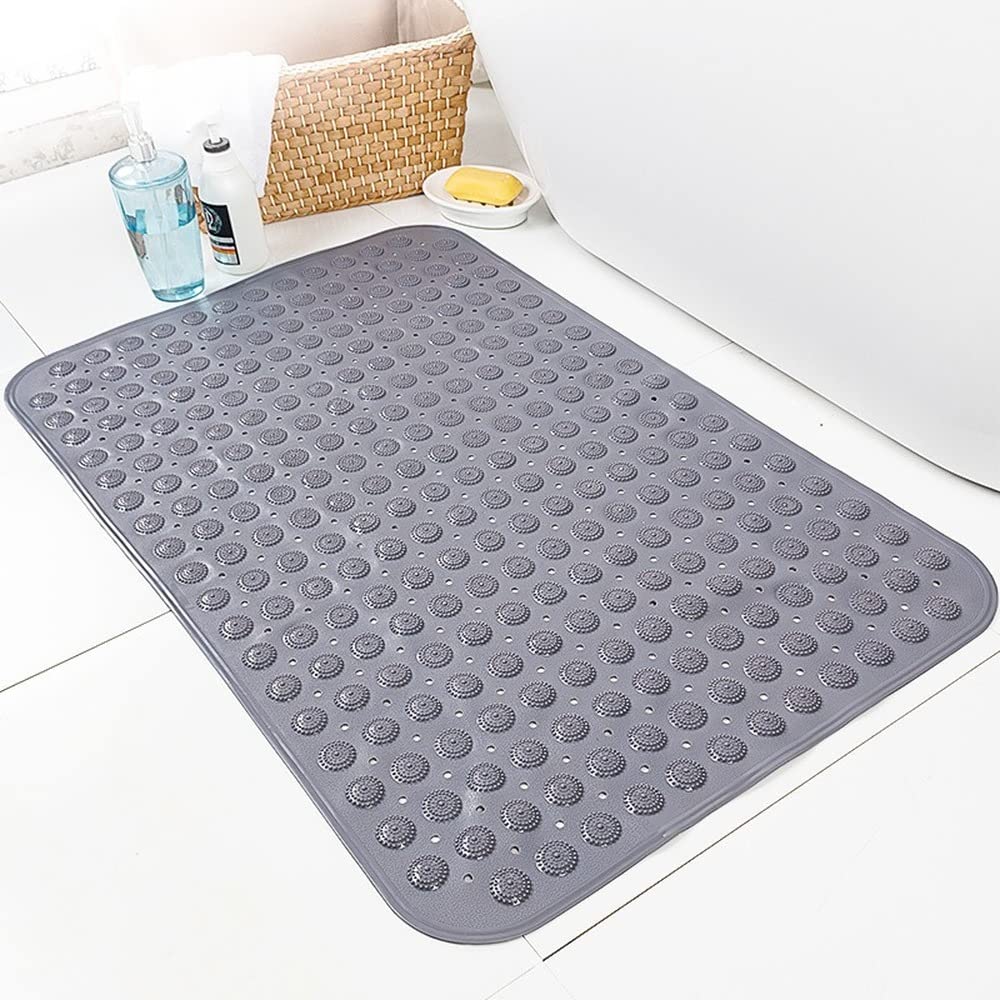 Tapis de bain anti-slip gris 56x86 cm pour des douches sereines en famille