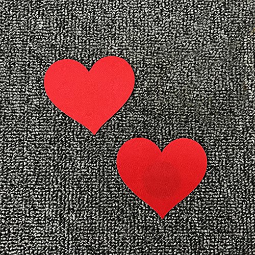 Jeswell Nipplecovers Disposable, Adhesive Women Pasties Sexy Breast Petals For Backless Dresses, Multi Design (Heart Petals 5 Pairs Black & 5 Pairs Red) #TOP1