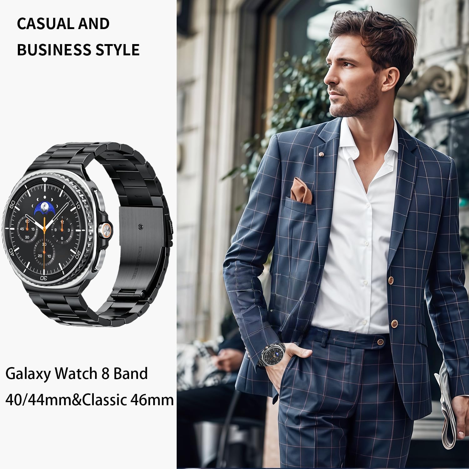 GOLDTOLUCK No Gap Stainless Steel Band Compatible with Samsung Galaxy Watch 8 7 6 5 4 Classic FE Pro Ultra 40mm 44mm 46mm 43mm 47mm 45mm 42mm Replacement Men Women Milanese Metal Elegant Casual