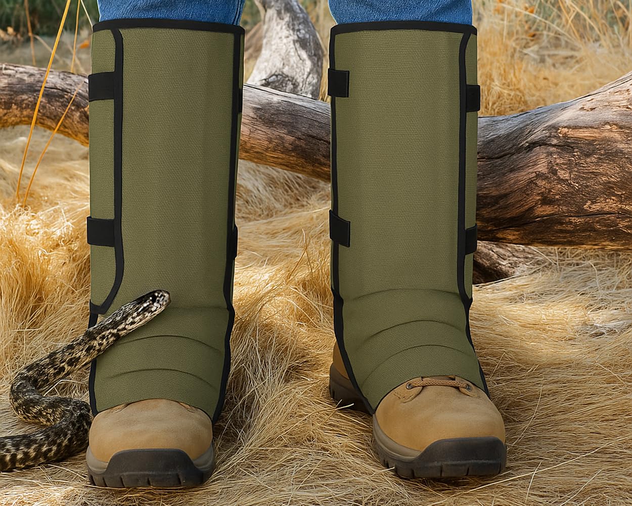 Guêtres serpent pour homme - Bottes de randonnée réglables et résistantes aux serpents - Guêtres imperméables - Protection extérieure