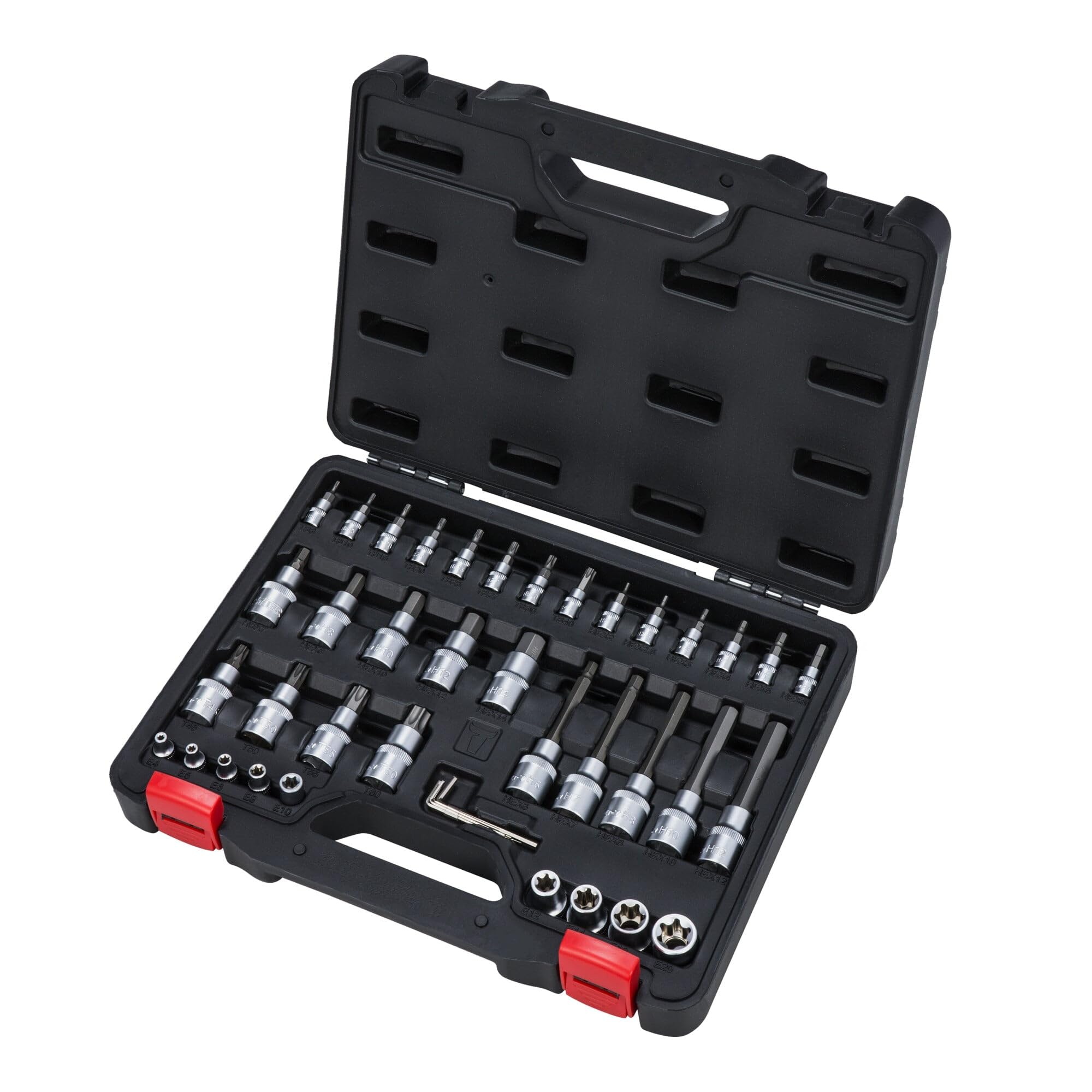 STIER Set di chiavi a bussola e bit, 1/2 pollice, 1/4 pollice, ISK/TX, 42 pezzi