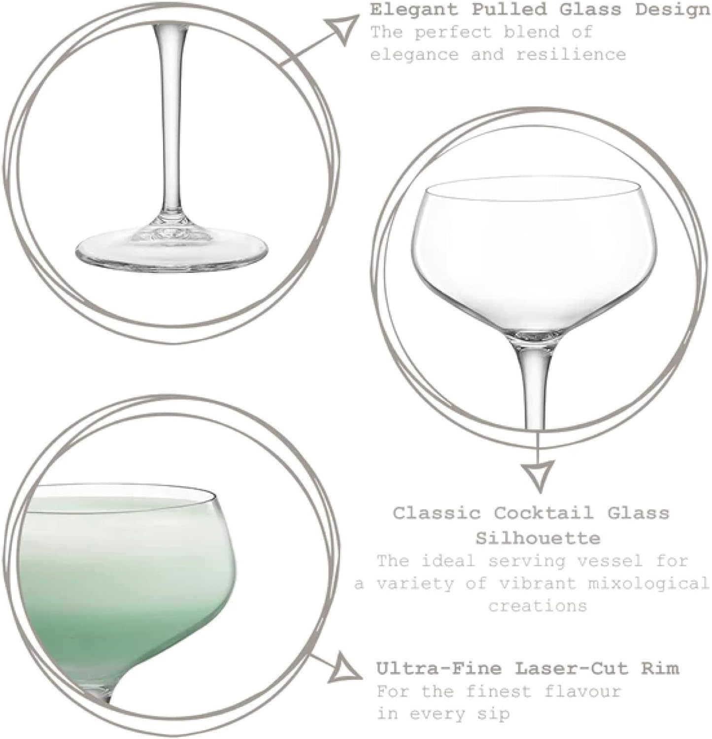 Bormioli Rocco,glass Novecento Stemware Cocktail Coupe-Gift Box of 4, 4 Count (Pack of 1), Clear,8.5 OUNCES