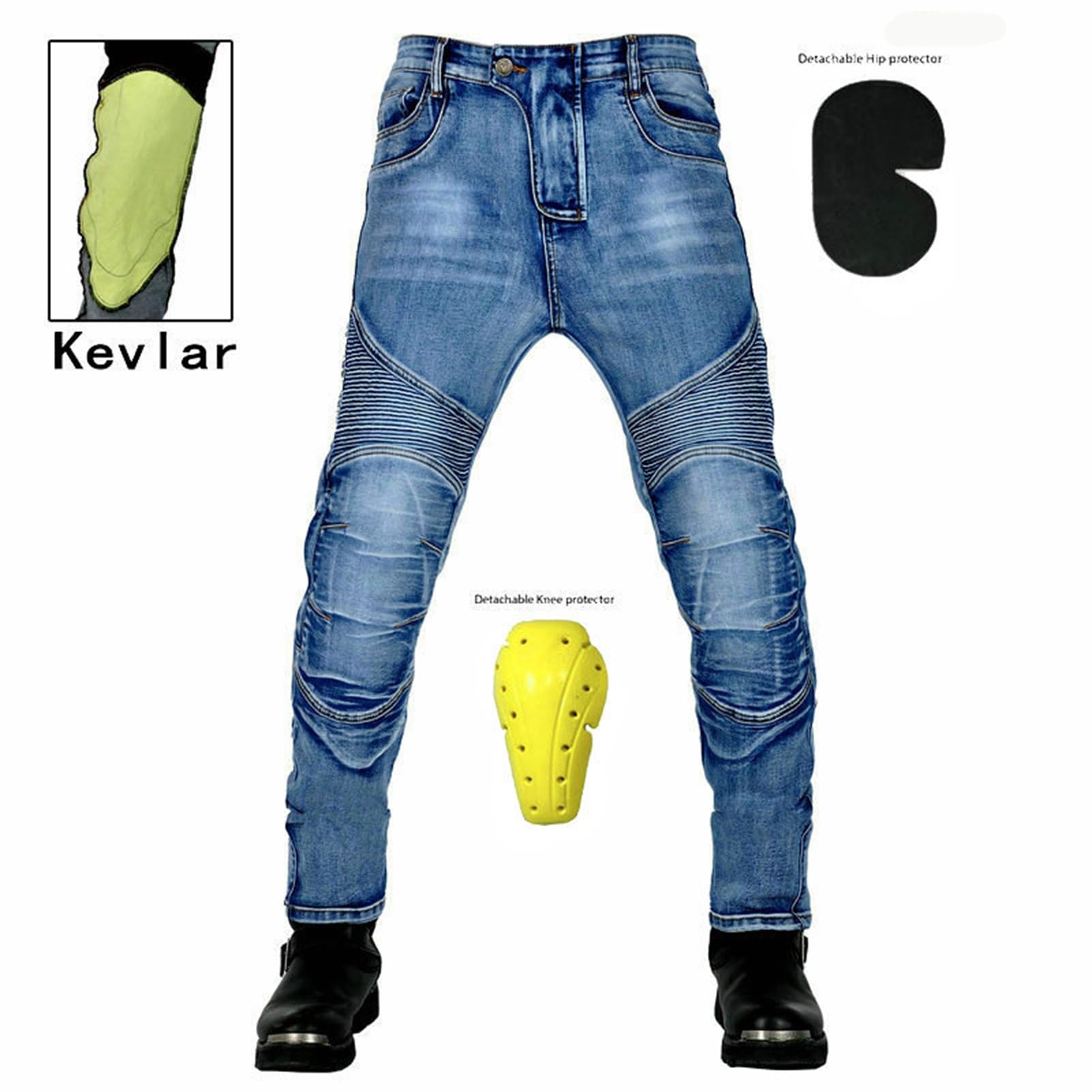KAISUN Pantaloni Moto Uomo con Protezioni, Jeans da Uomo per Motociclismo, Abbigliamento Moto Uomo Elasticizzati Slim Fit, Professionali Traspiranti