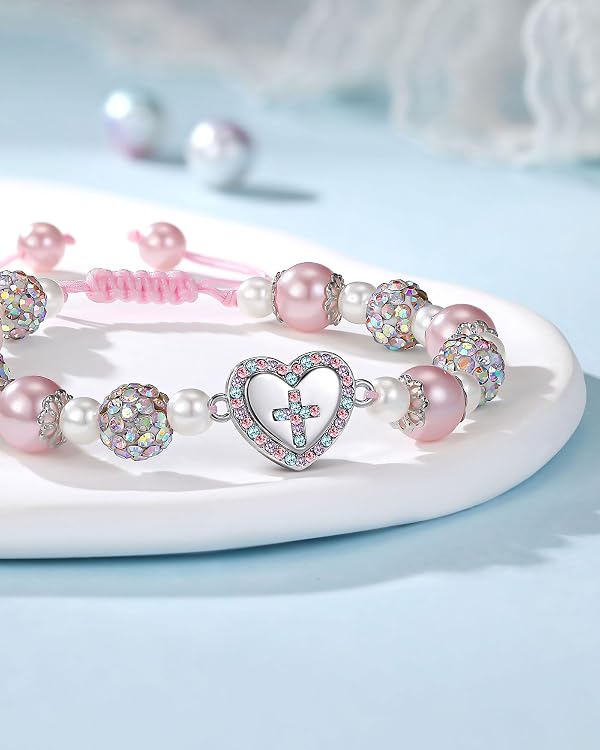 BxkSky Easter Basket Stuffers Religious Christian Gifts for Kids Jewelry Granddaughter from Grandma Little Girls Bracelets 8 12 10 4 6 Year Old Birthday First Communion Baptism Gifts for Girl Grandkids Christmas by BxkSky - Used condition - Image 4