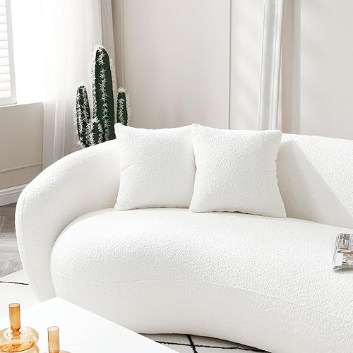Miniatura 7 de Sofá moderno y minimalista curvado de 102 pulgadas, tapizado de tela de terciopelo de peluche, cómodo sofá de media luna de 5 plazas con 4 cojines