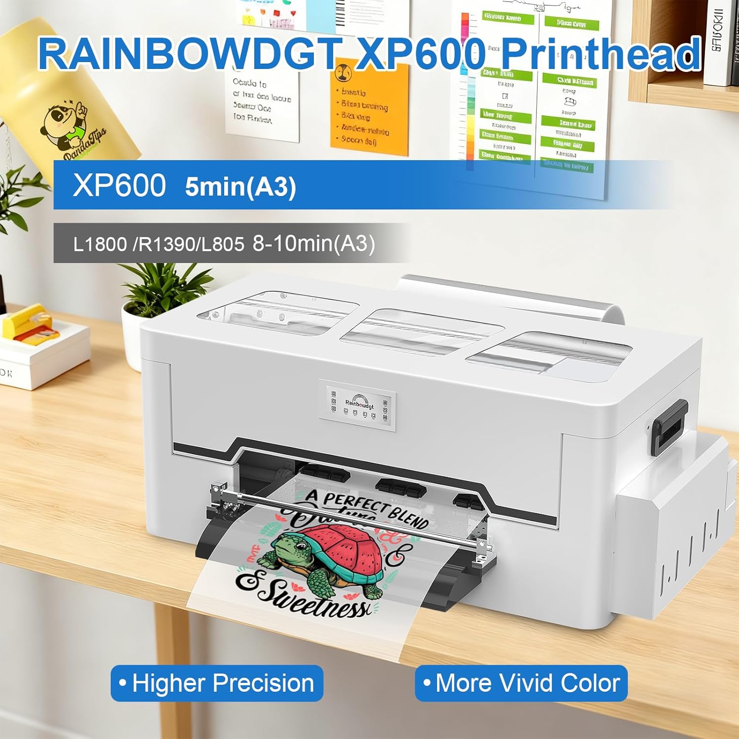 RAINBOWDGT Peacock 33 A3 DTF Printer XP600 Garment Printer Direct-to-Fabric Transfer T-Shirt Direct Transfer Film Machine Featuring White Ink Recirculation System and Automatic Cleaning Function