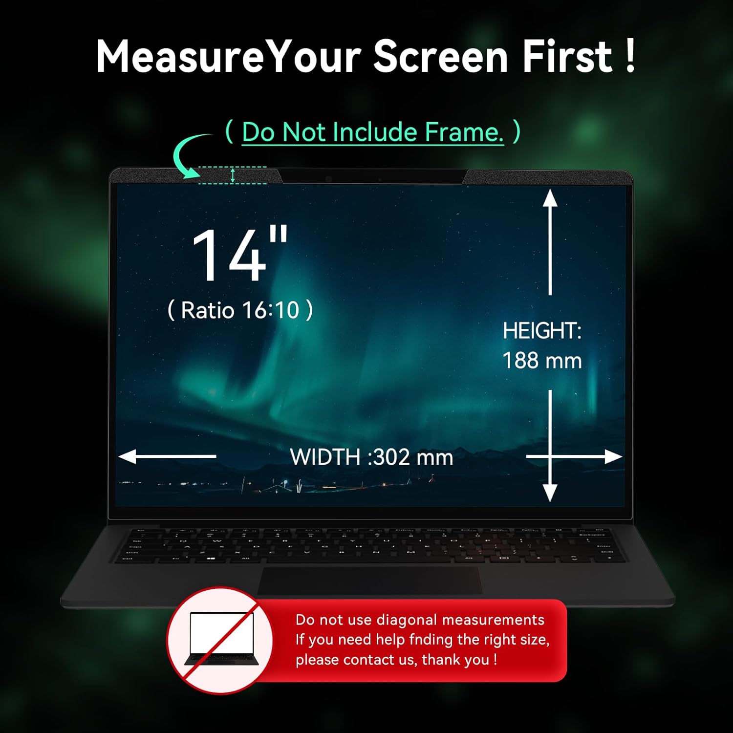 Magnetic Laptop Privacy Screen 14 Inch 16:10 Aspect Ratio Anti-Glare Blue Light Monitor Protector,Removable 14in Film for Lenovo HP Dell Acer Asus Thinkpad Envy Xps