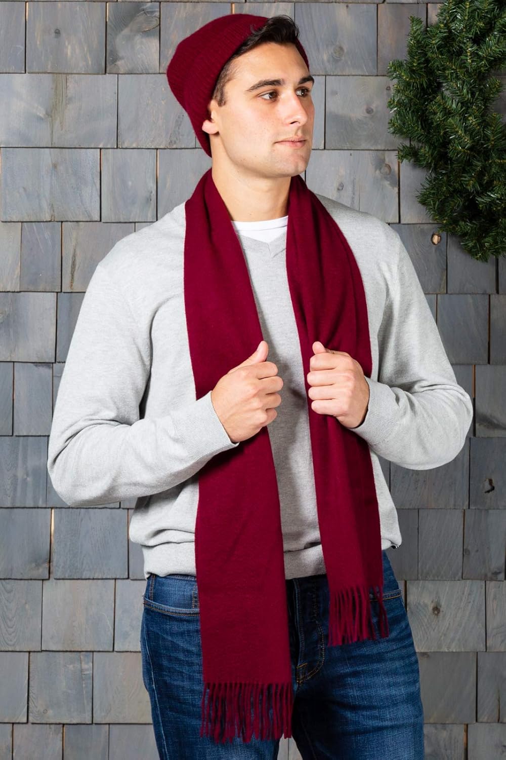 Fishers Finery Men's 100% Pure Cashmere Winter Scarf; 2-Ply Ultra Plush - Image 4