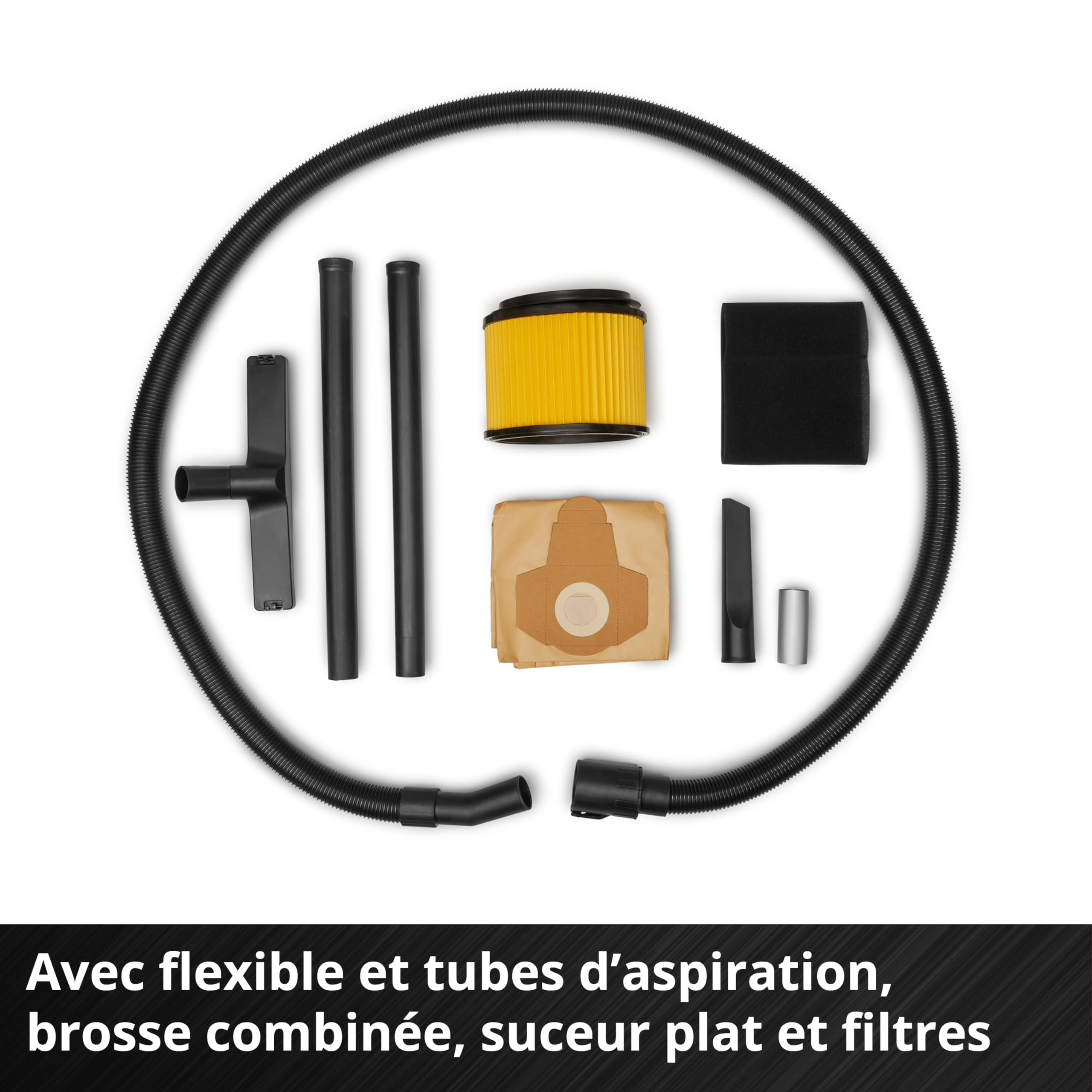 Einhell Aspirateur eaux et poussières TC-VC 3055 SA (900 W, 190 mbar, Prise de Courant asservie, cuve en INOX de 30 l, Roues et roulettes, avec Accessoires, filtres et Sac collecteur de poussière)