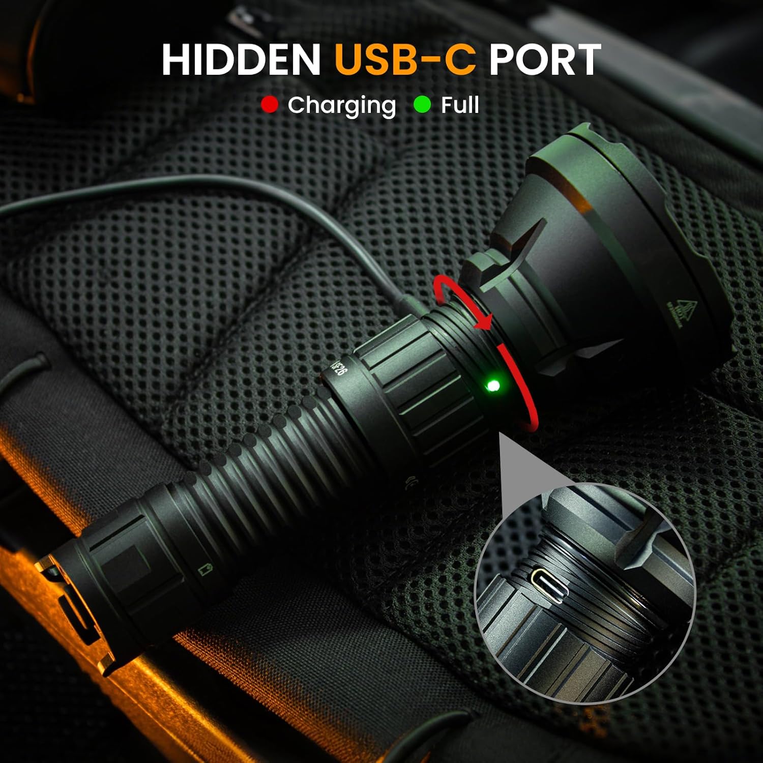 Sofirn Tactical Flashlight High Lumens – 3162ft Ultra-Long Throw Spotlight, 2000 Lumens Searchlight with Dual Tail Switch, Hidden USB-C Rechargeable, IPX8 Waterproof for Hunting, Camping, Emergency