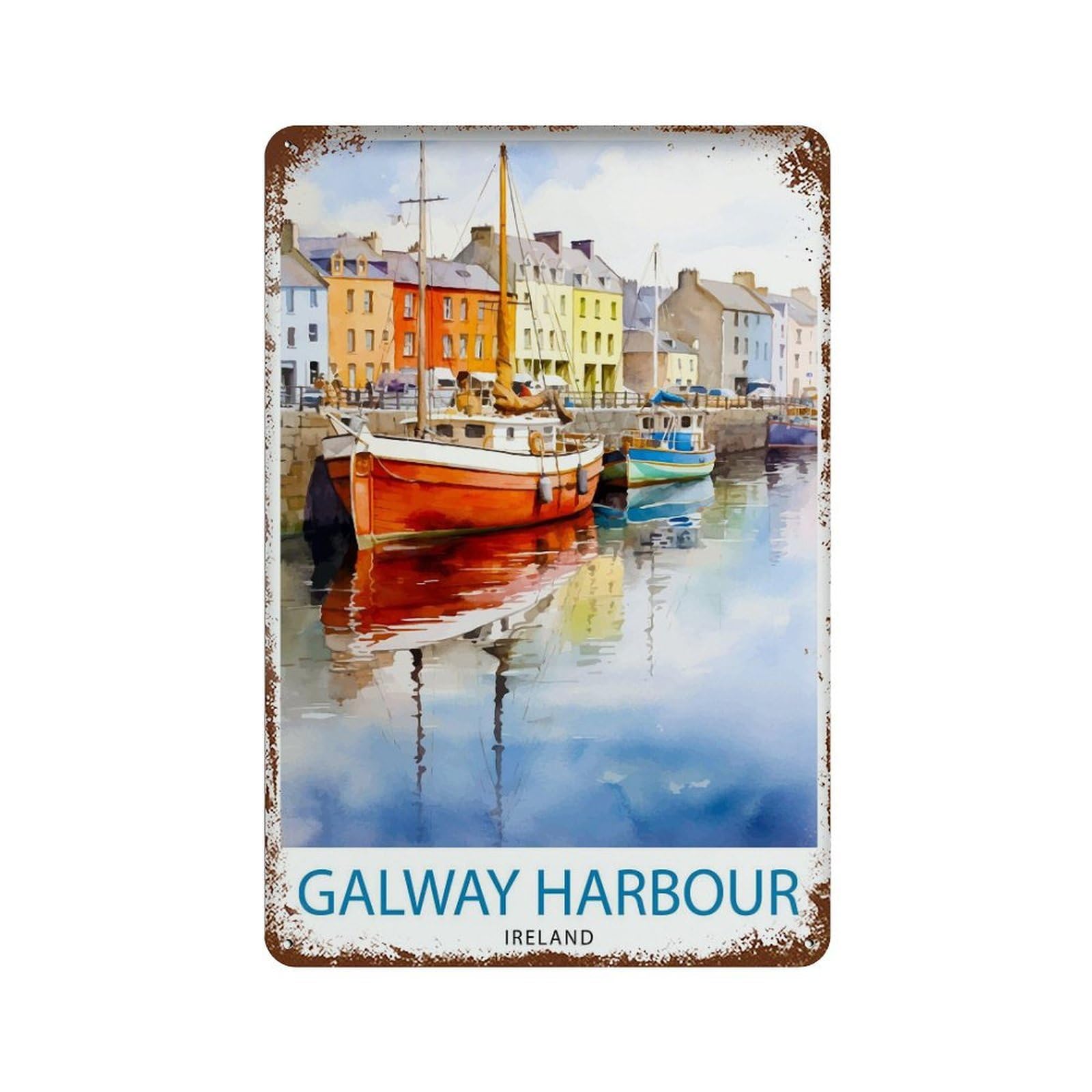 xiaoxiaoshen Galway Harbour Travel Ireland L Wall Decor Art Metal Tin Poster Modern Home Decor Art Home Bar Shop Decorations Vintage Sign 30x20cm
