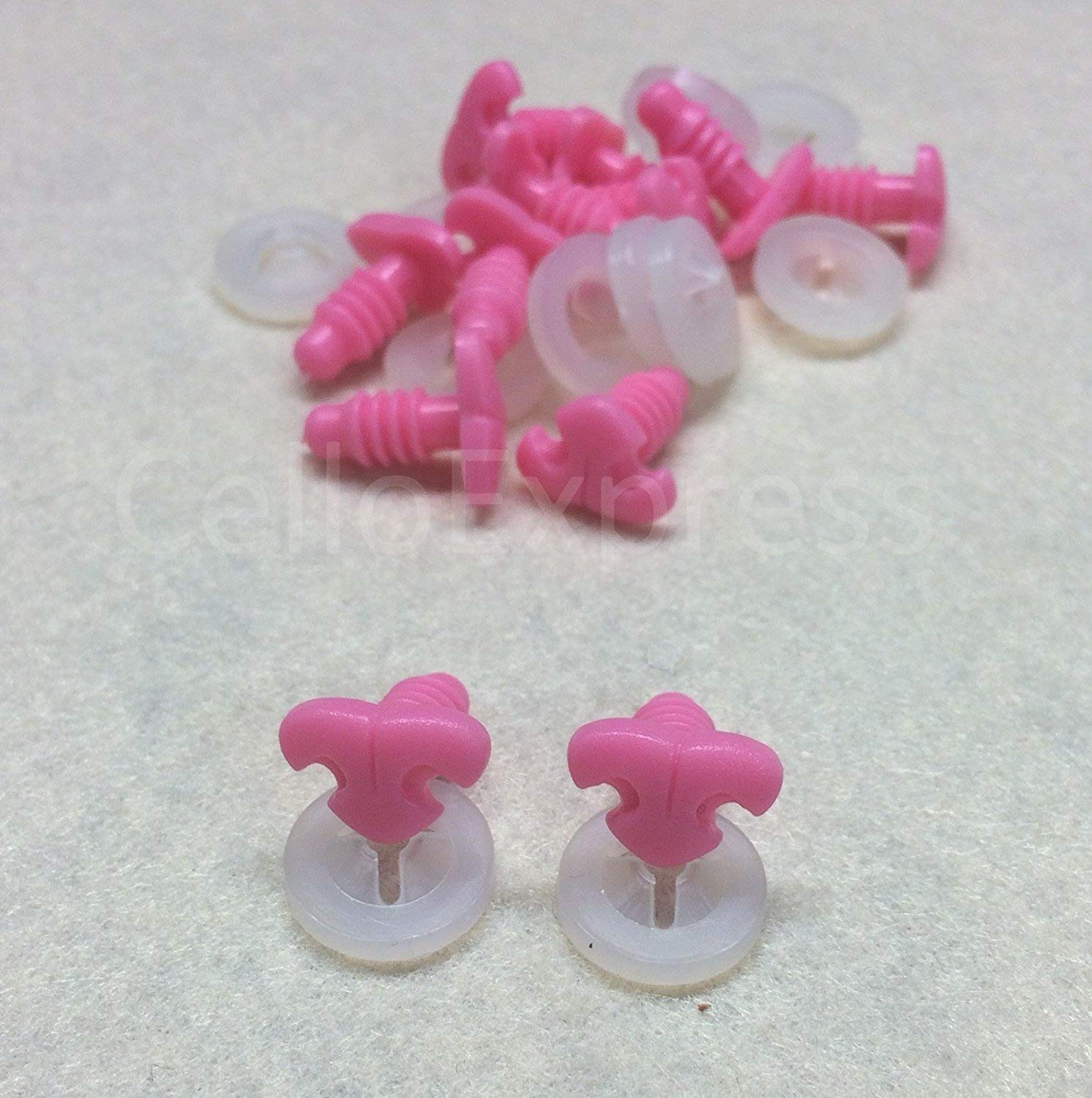 celloexpress Cat/Feline Nose 18mm x 12mm with Plastic Backs - Teddy Bear & Soft Toy Making Detailed Nose - Flamingo Pink - Pack of 10 — image 1