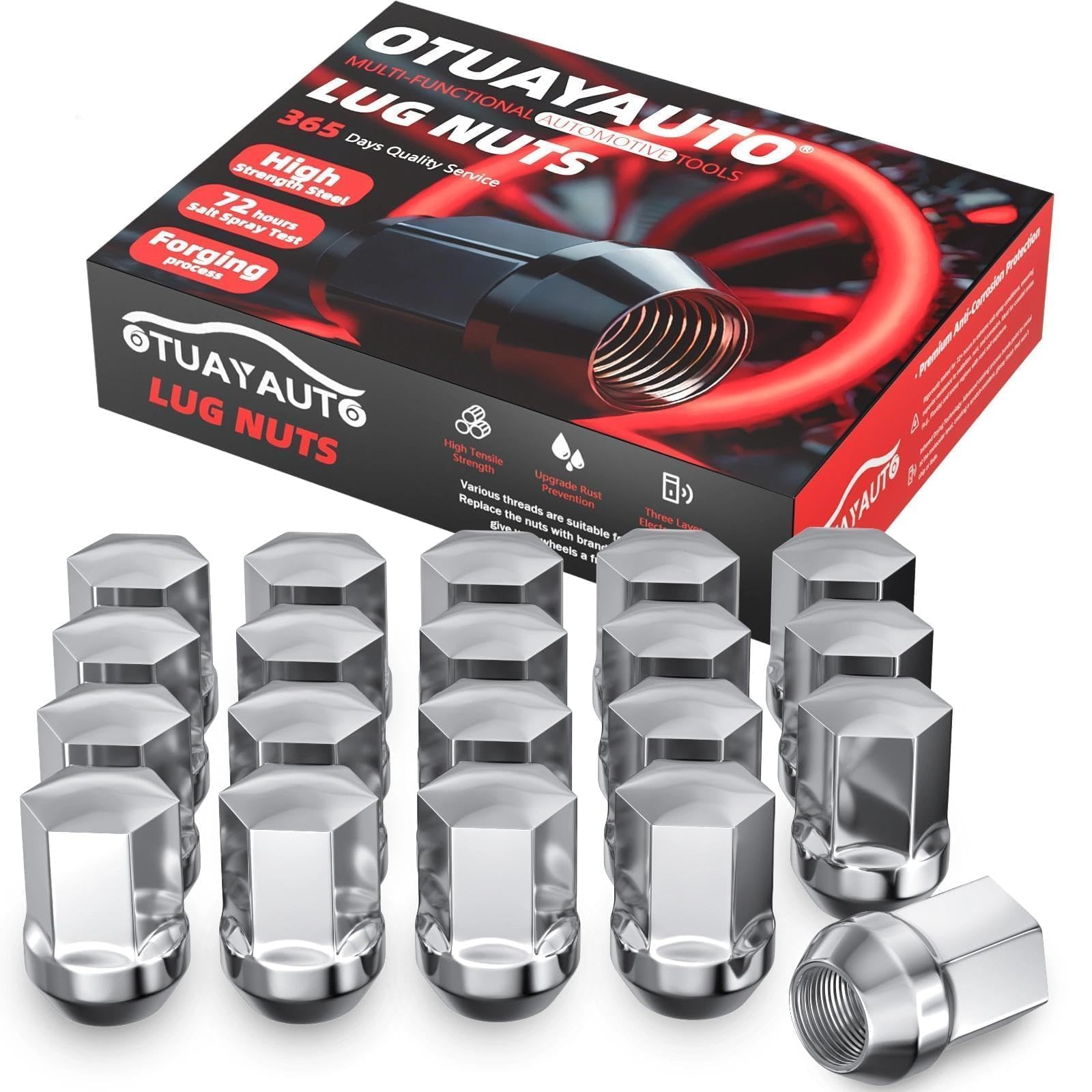OTUAYAUTO 9/16-18 Lug Nuts - Replacement for 2005-2011 Dodge Dakota, 2004-2009 Durango, 2002-2010 Ram 1500, 2011 Ram 1500, 2007-2009 Chrysler Aspen, 20PCS Chrome OEM Factory Style Lug Nut