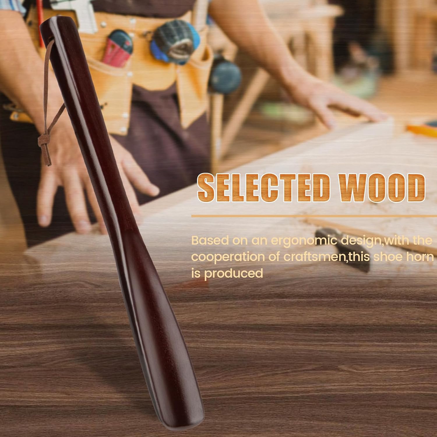 ZOMAKE Shoe Horn, Small Wooden Shoehorn for Men Women Kids 5.7'' 9.8''