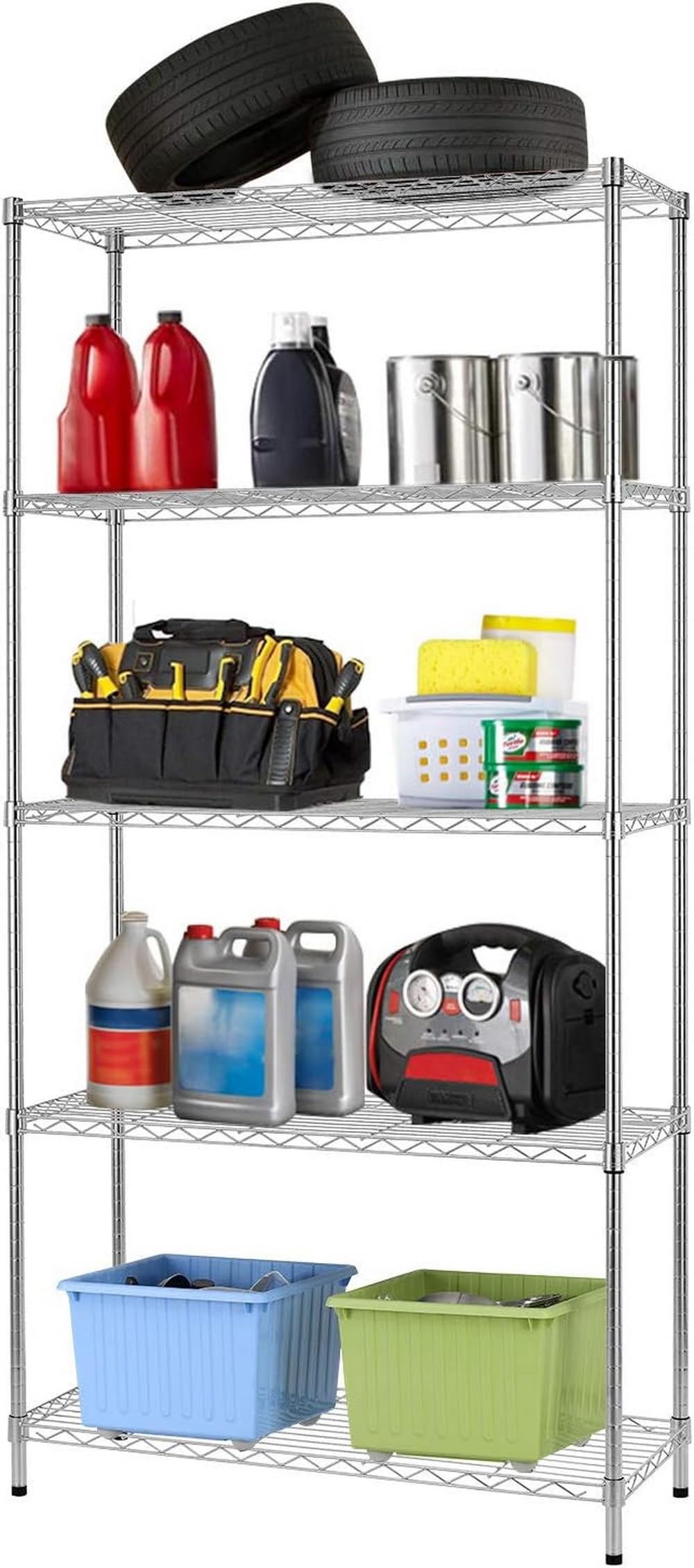 A ASPECT 5 Tier Heavy Duty Chrome Wire Shelving Unit