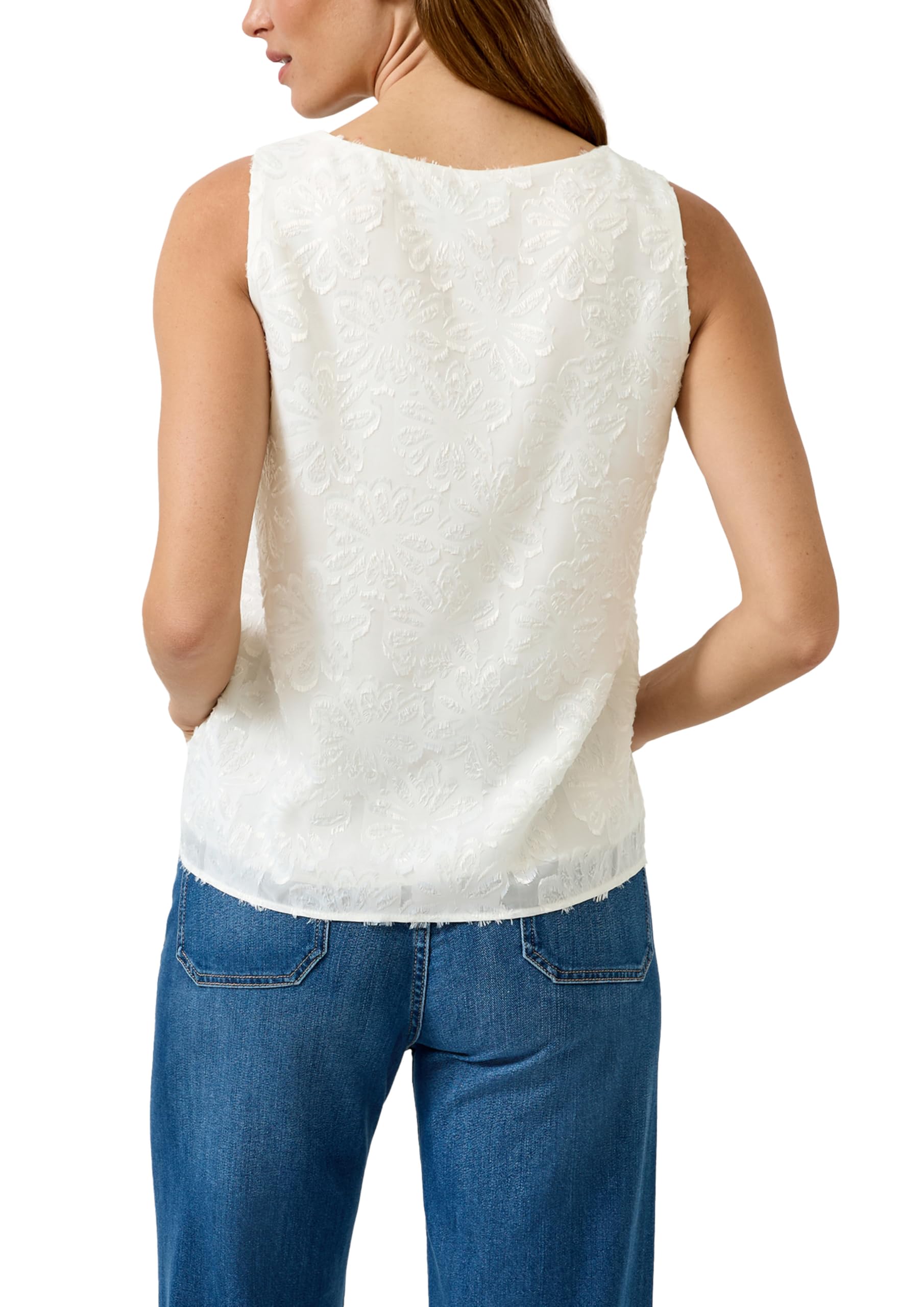 s.Oliver Damen Ärmelloses Chiffon-top mit V-Ausschnitt und Floralem Muster Blusen Top mit floralem Muster