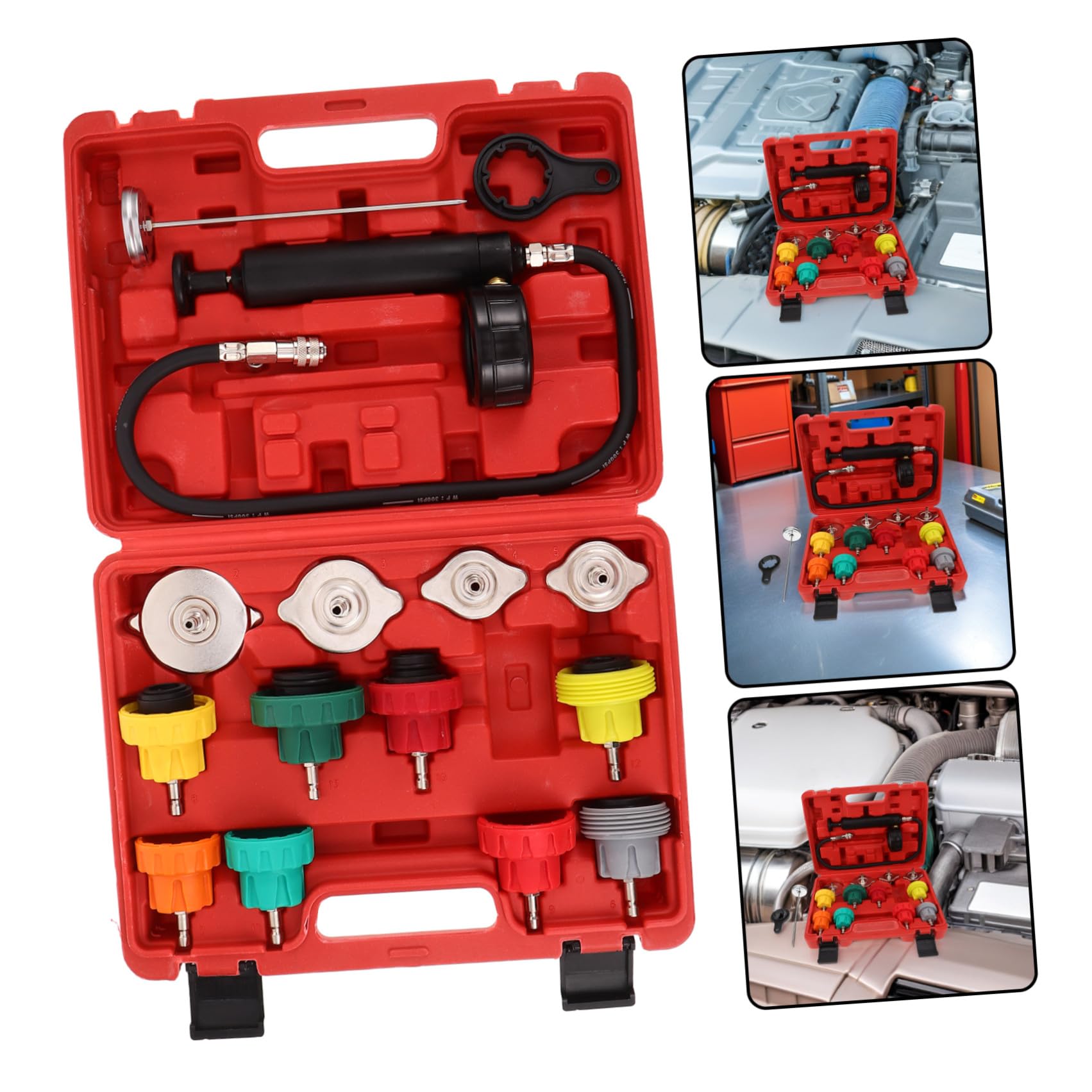 Operitacx Kit Tester Pressione Radiatore Affidabilità Termine in Metallo e Plastico per di Raffreddamento Auto, per Appassionati e Professionisti
