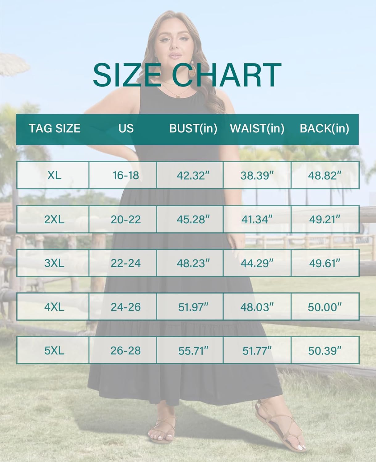 Moon Wood Women's Plus Size Sleeveless Summer Dress Crewneck Tank Casual Flowy Maxi Dress with Pockets Vacation Outfits - Image 5