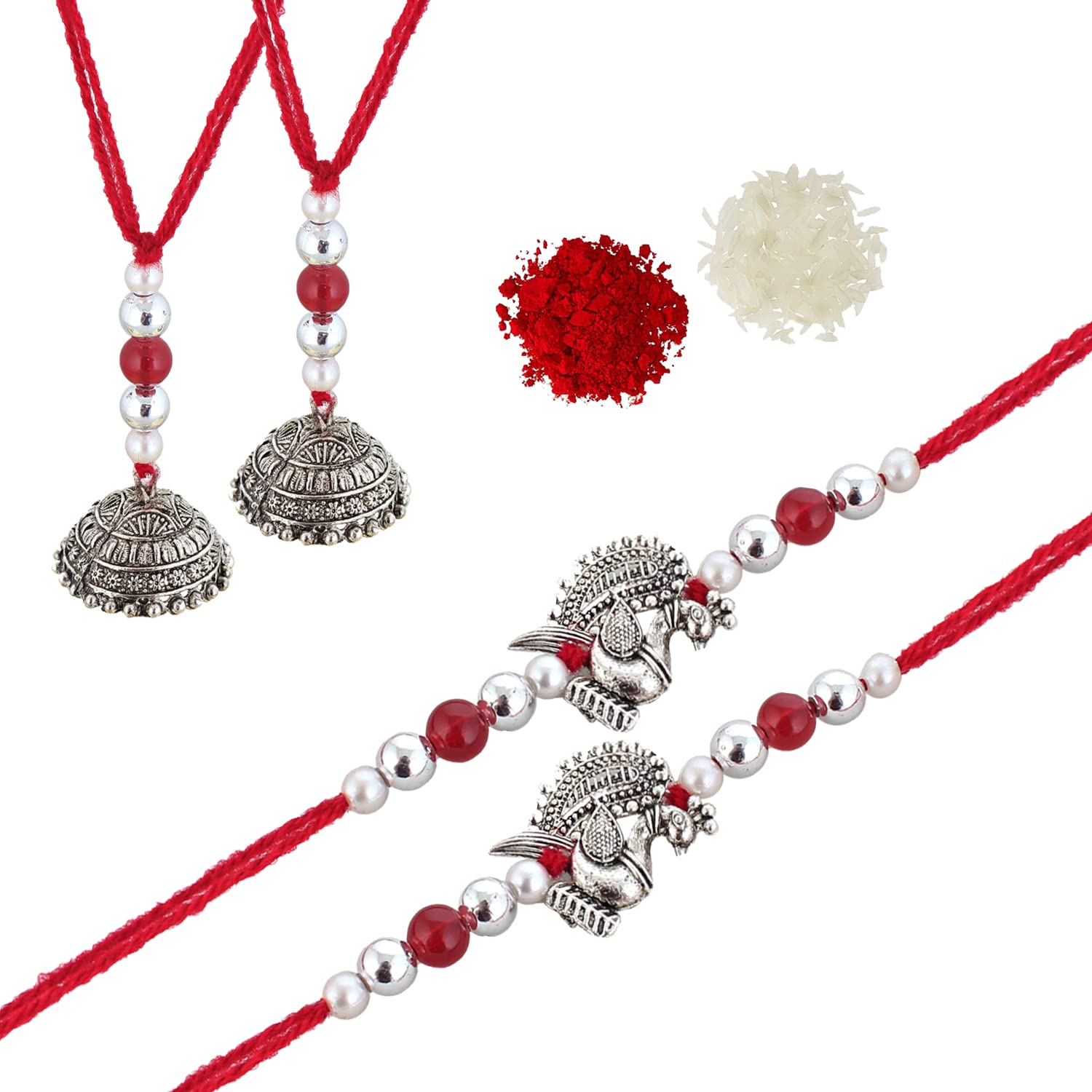 Designer Gold Plated Combo White Color Quirky Flower Shape Bhaiya Bhabhi Rakhi for Bro/Brother/Bhaiya/Bhai/Bhabhi (Pack of 4) Rakshabandan Rakhee Bracelet Rakshashutra (185-WJMR1-Z320-W-4) (B0B5DVCC68) Amazon Price History, Amazon Price Tracker