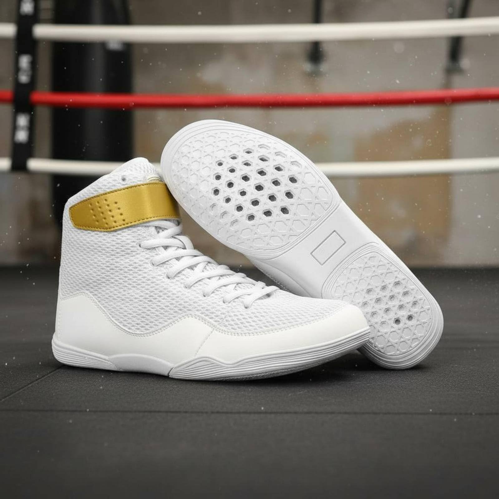 Scarpe da Wrestling a Stivaletto Ammortizzanti Stivaletti da Pugilato Traspiranti Scarpe Pugilato Alte Mat Training