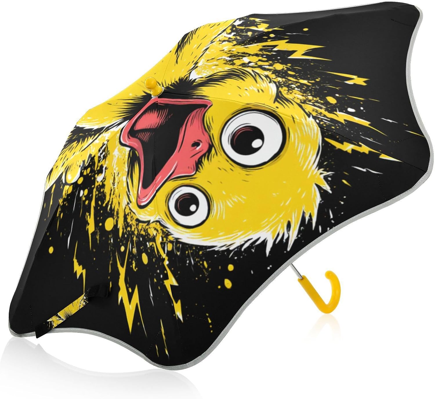 Funny Animal Duckling Lightening Toddler boys and girls umbrellas age 3-8 Rain & Windproof Umbrella with Reflective Strip with Easy-Grip Hook Handle for outdoor