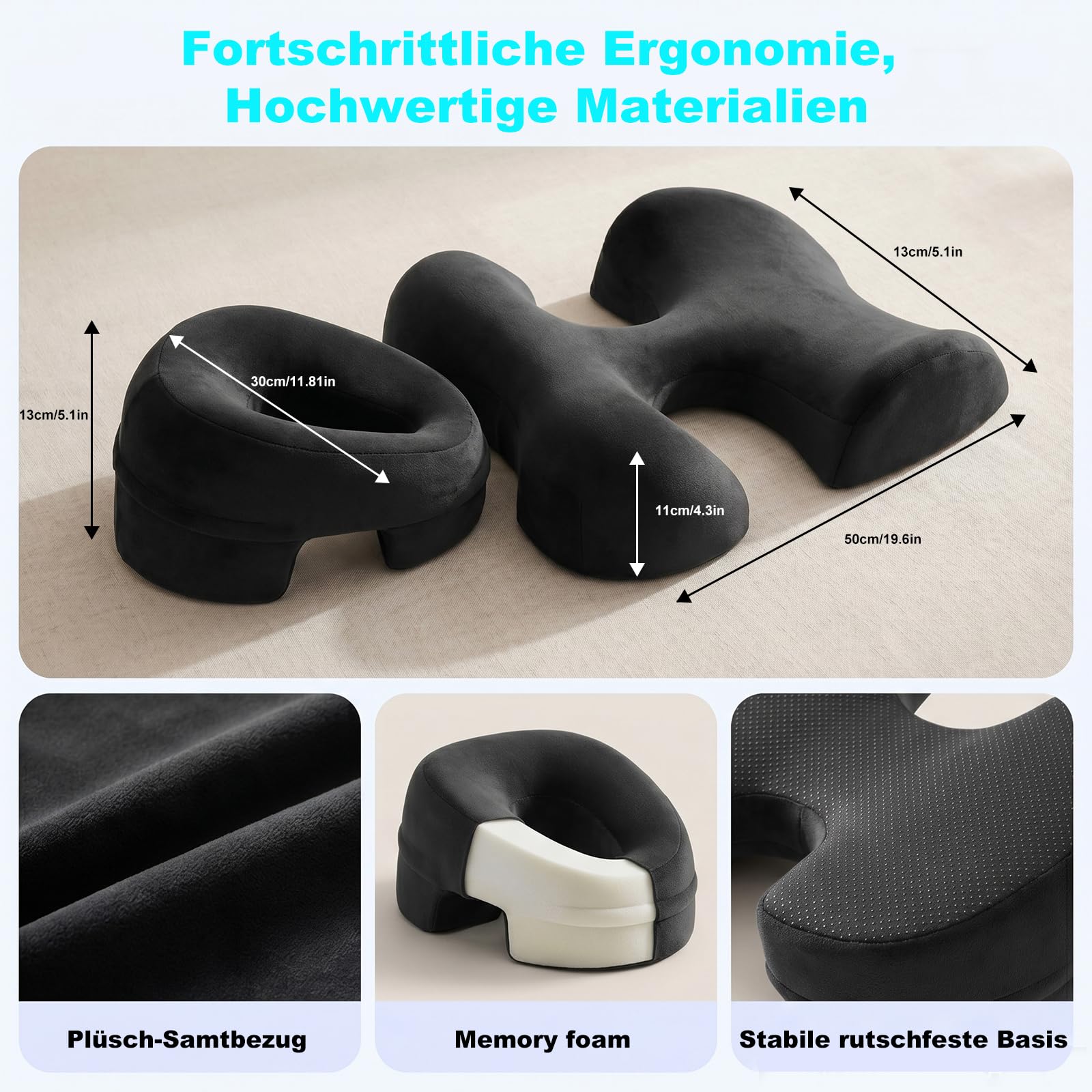 Set de Almohadas Faciales y Almohadas de Masaje para el Pecho, Reposacabezas de Masaje y Almohada de Apoyo para la Cama para Salones de Belleza, Spas y Uso Diario (Gris Oscuro)