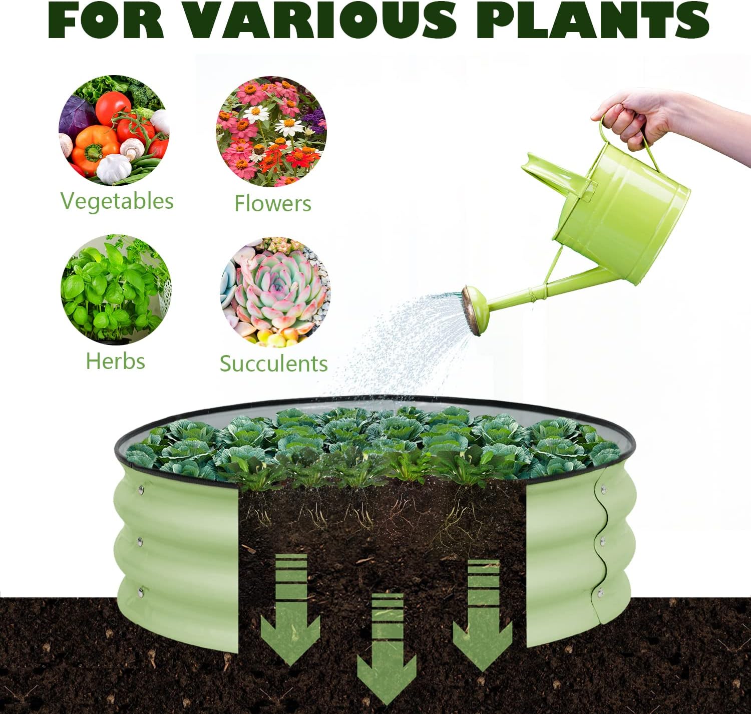 BPS Metal Raised Garden Bed, 2-Pack 2.5FT Diameter Galvanized Planter Raised Garden Boxes for Flower Planters, Vegetables Herb
