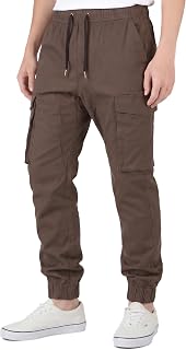 ITALYMORN Mens Casual Khaki Joggers - Cotton Twill Work Cargo Pants | Pre-shrunk work cargo joggers,6 Big and deep utility pockets,elastic waist & 3D crotch,Student everyday wear,jogging,hiking