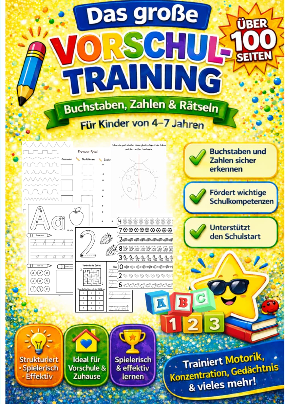 Das große Vorschul-Lernbuch: Zahlen, Buchstaben & Rätsel für Kinder von 4–7 Jahren