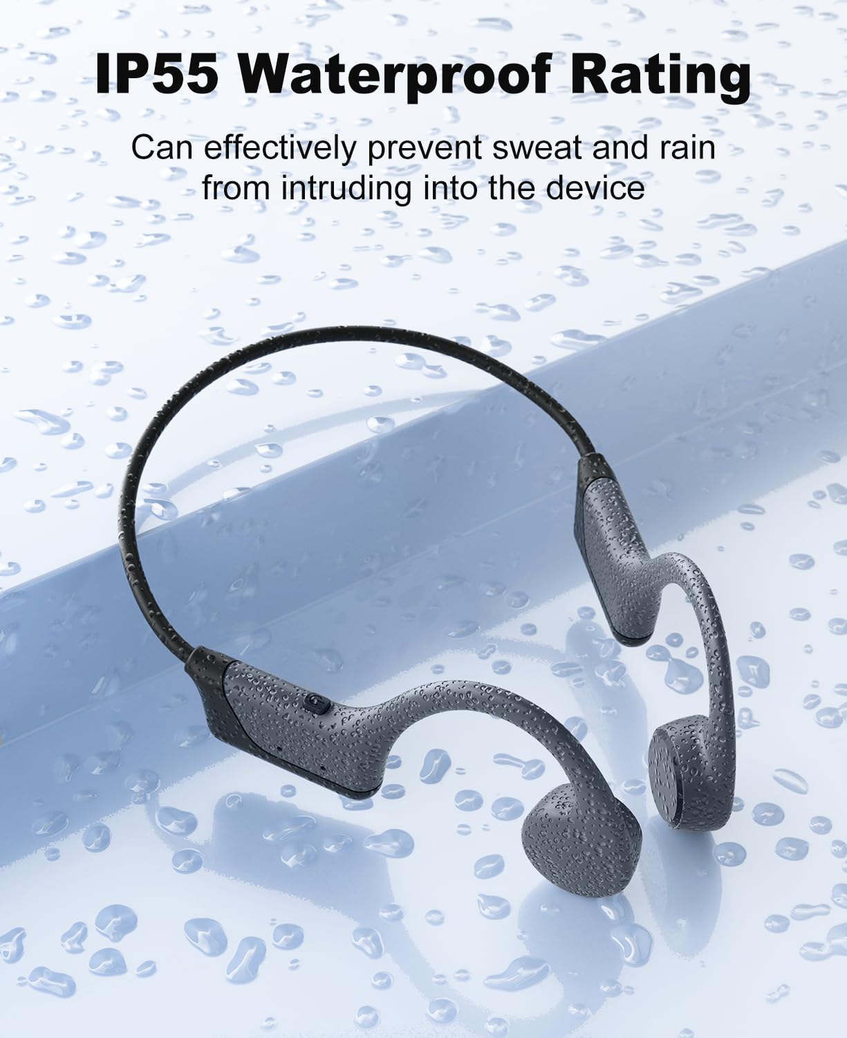 Auriculares de conducción ósea, auriculares deportivos Bluetooth de oído abierto mejorados 2024 con micrófono, IP55, impermeables, 8 horas de reproducción y auriculares inalámbricos IP55 para correr