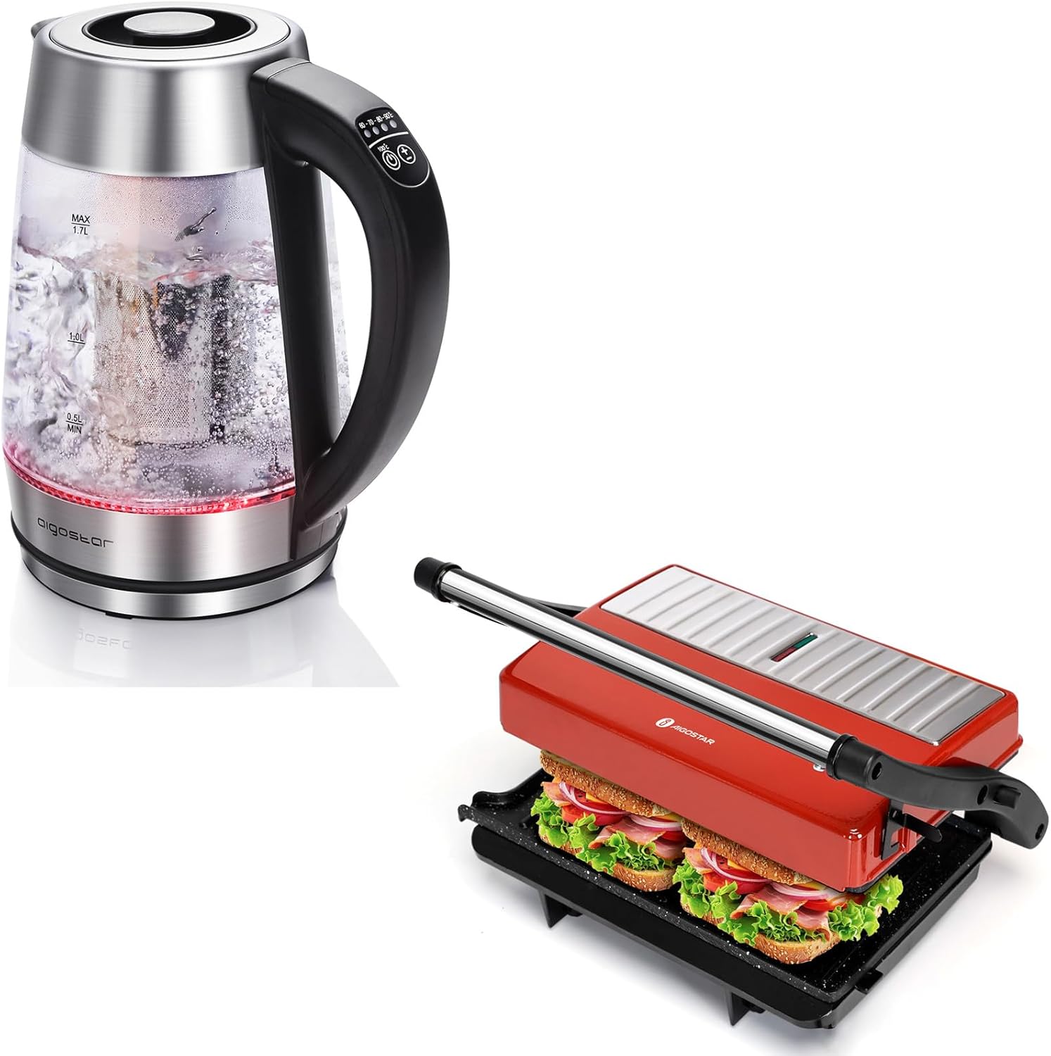 Aigostar Electric Kettle, Tea Kettle with Temperature Control and Tea Infuser Keep