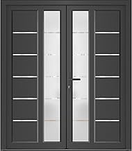Front Exterior Prehung Metal-Plastic Double Doors/MANUX 8088 Antracite/Office Commercial and Residential Doors Entrance Patio Garage