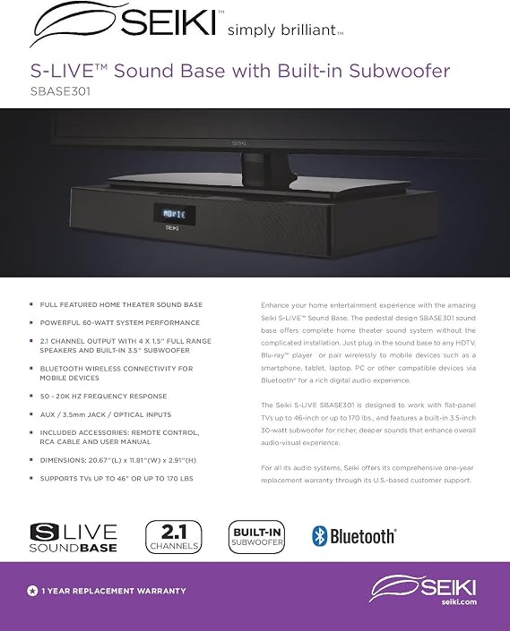 Seiki SBASE301 Sound Base (Black)