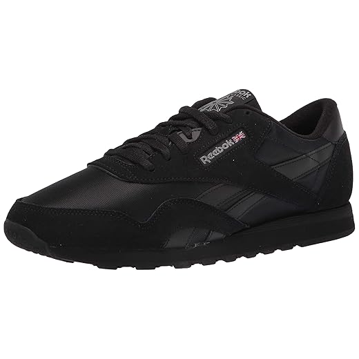 Reebok men's Classic Nylon Sneaker, Black/Pure Grey, 9 US