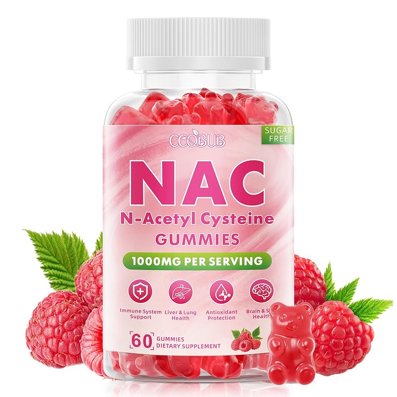 CCOBUB Suplemento de N-acetilcisteína 1000 mg, 60 gomas