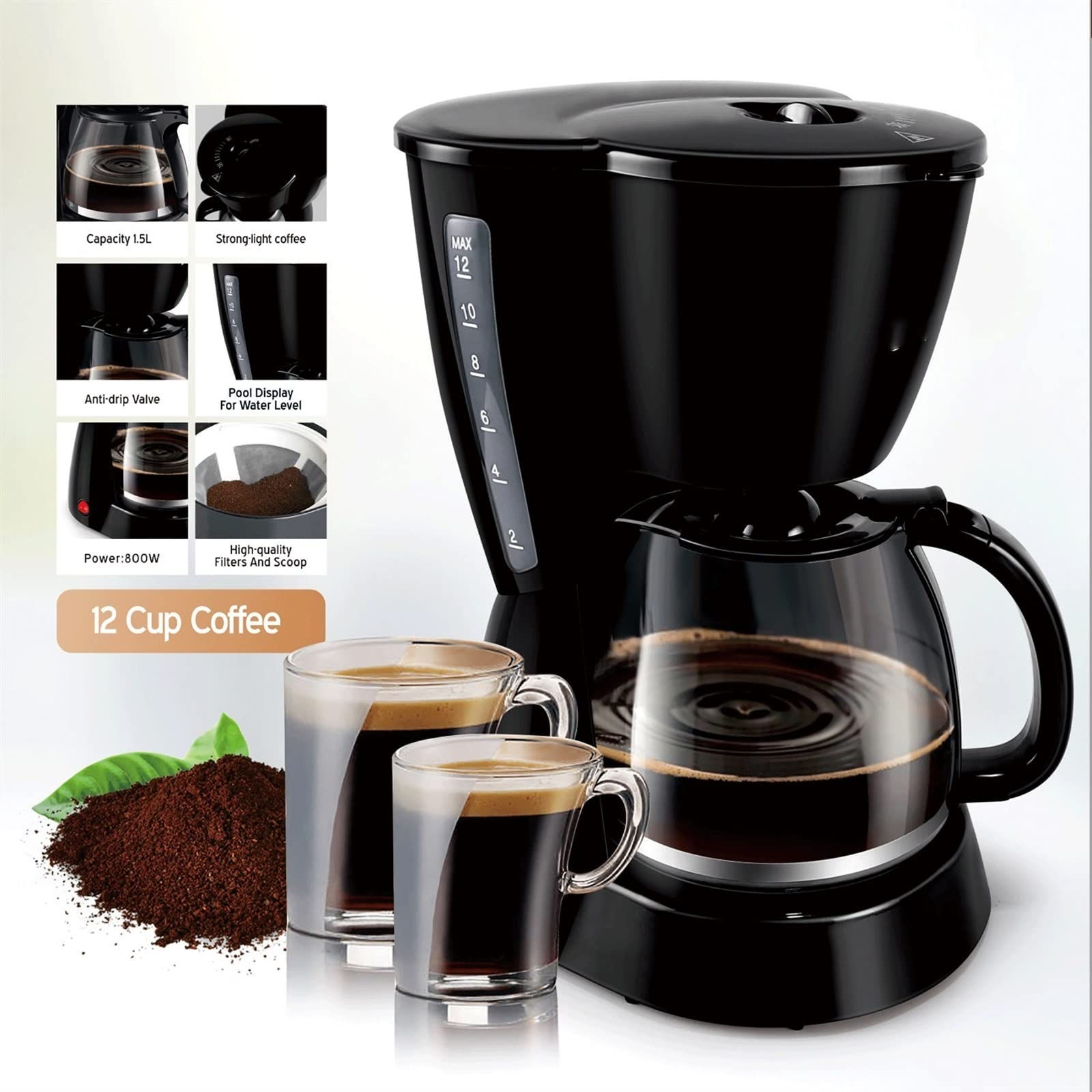 CUNTO TEmkin Caffettiera Caffettiera elettrica Macchina per caffè americano Macchina da caffè per uso domestico 6 tazze di tè Caffettiera Macchina per caffè al latte (dimensioni : AU) ()