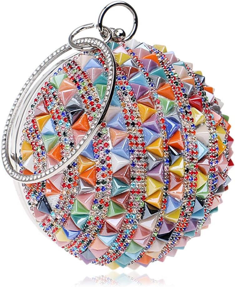 Ceramics Beaded Women Clutches Diamonds Rivet Fashion Round Lady Evening Bags Crystal Wedding Party Bridal Purse