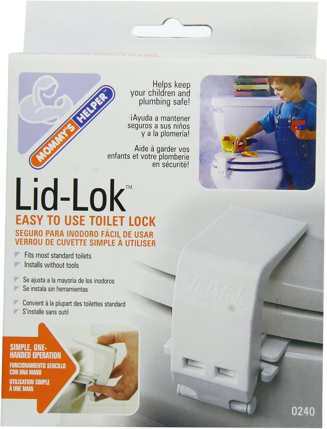 Mommy's Helper LidLok Toilet Seat Safety Latch, White, 1