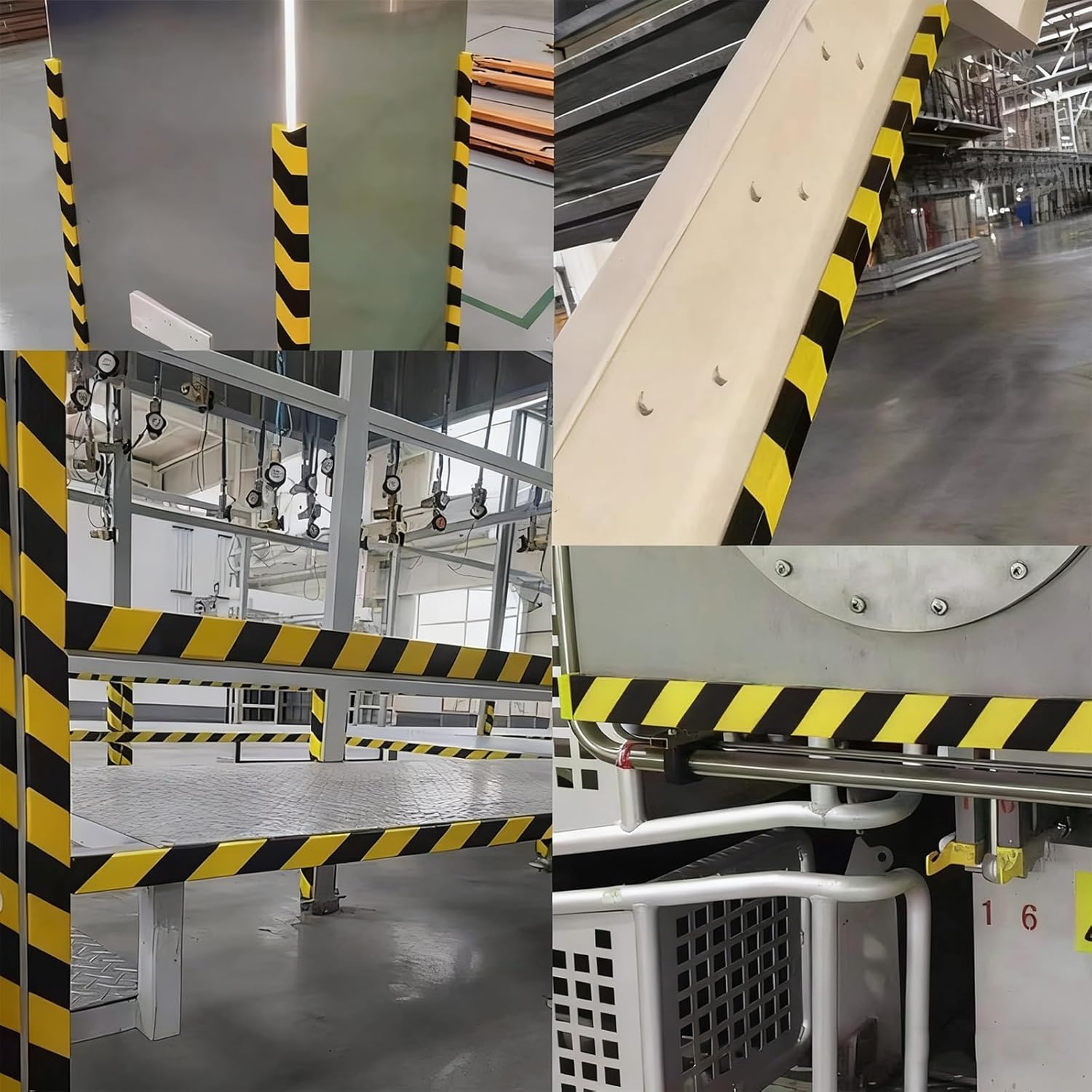 Flat Corner Guards, Industrial Yellow Black Anti-Collision Strips, 197in/500cm Yellow Black Edge Protector, Soft Corner Protectors, for Garage, Warehouse, Factory