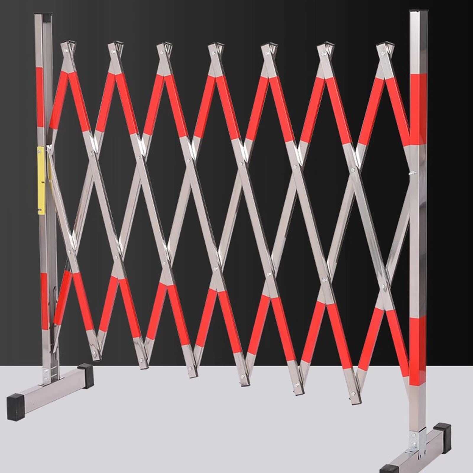 Barricada móvil Extensible de Acero Inoxidable - Puerta de Seguridad Plegable de 1,2 x 3 m, Barrera de tráfico portátil para fábricas, talleres y escuelas - Valla de Seguridad (1 Unidad)
