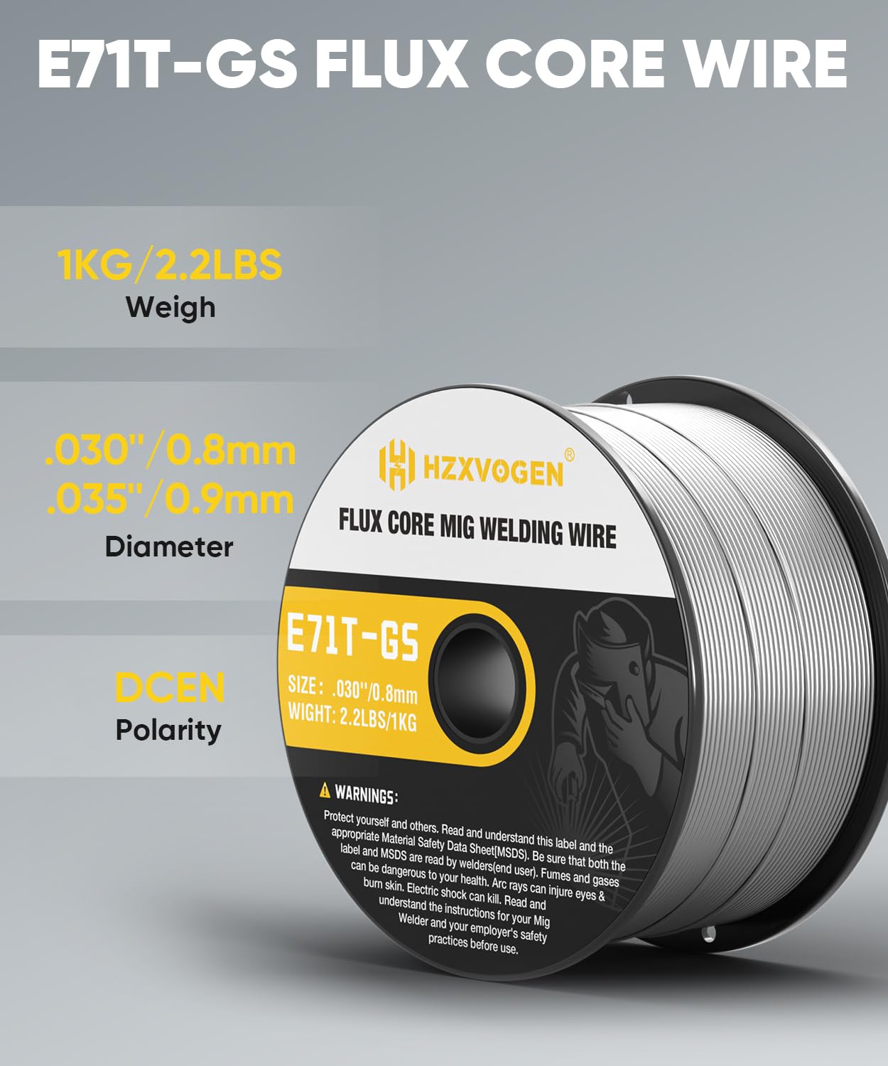 Filo animato no gas 0,8 mm 1 kg + 0,9 mm 1 kg Flux E71T-GS per saldatura MIG