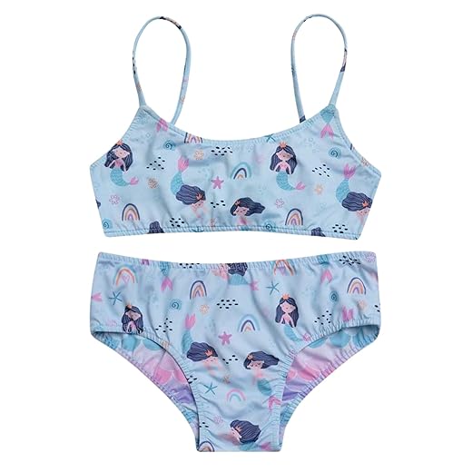 Biquini Infantil Praia Piscina Sereia Estampa Dupla UV 50+ She By Mash