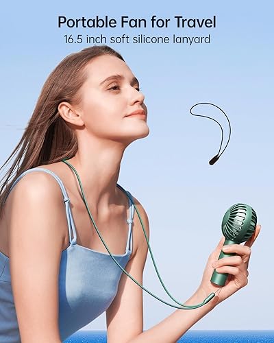 Miniatura 6 de SWEETFULL Mini ventilador portátil, potente ventilador de mano recargable, 3 velocidades, ventilador de mano pequeño personal para viajes,